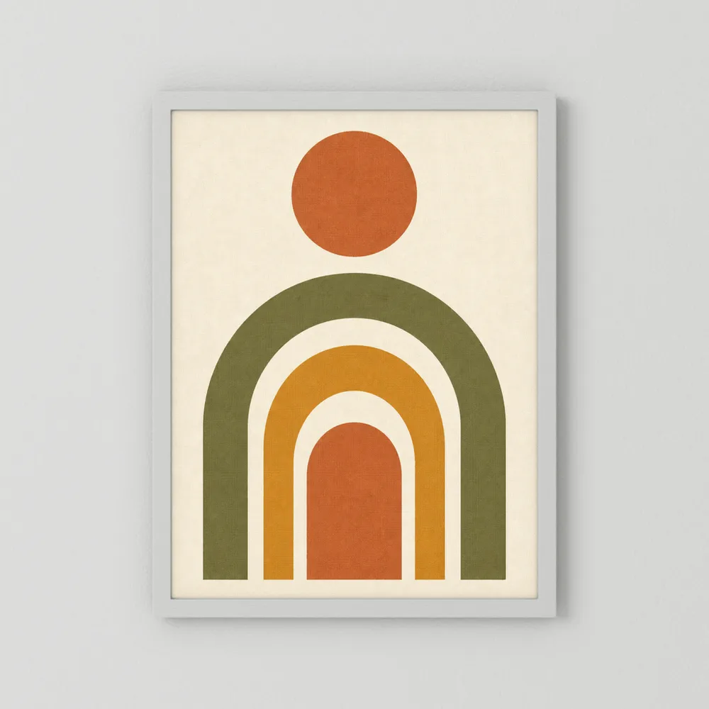 Terracotta Rainbow Sun Boho Minimalist Art Print