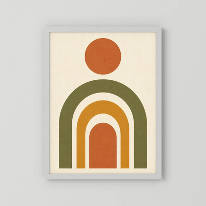 Terracotta Rainbow Sun Boho Minimalist Art Print