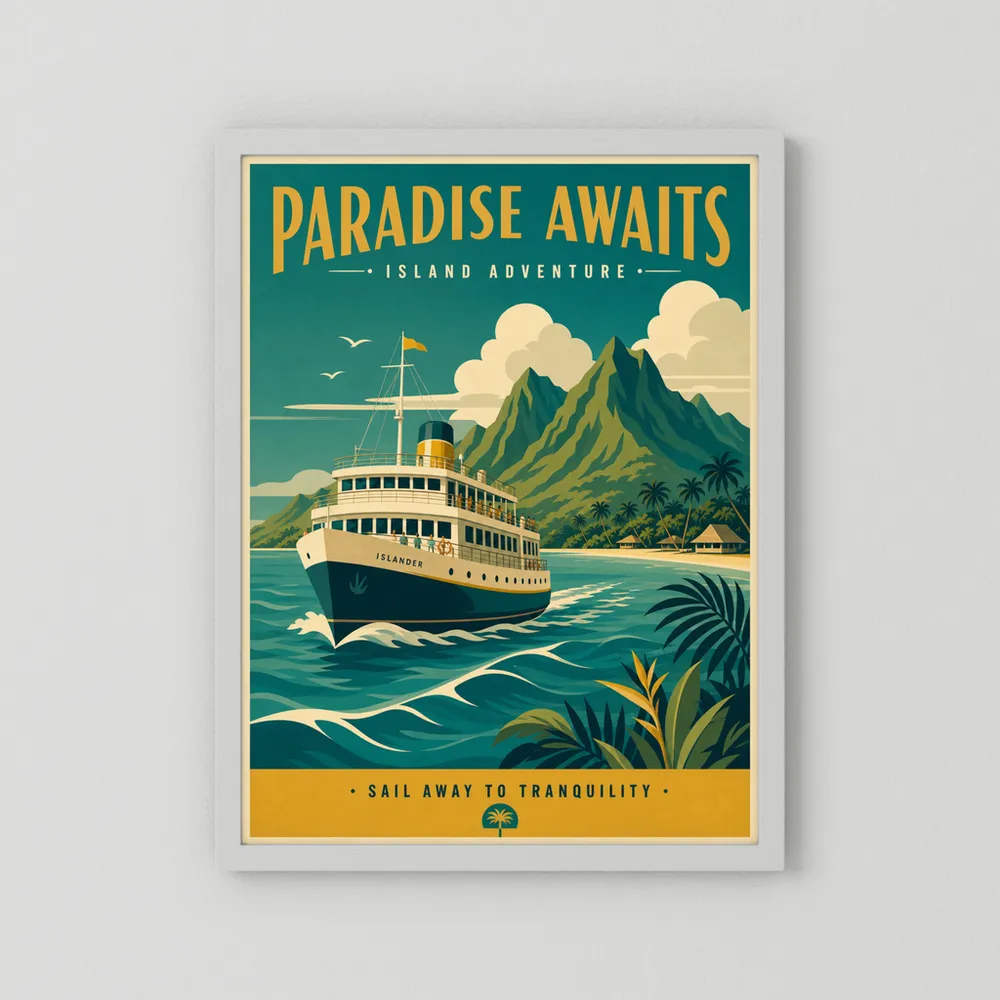 Paradise Awaits Vintage Island Travel Poster Art Print
