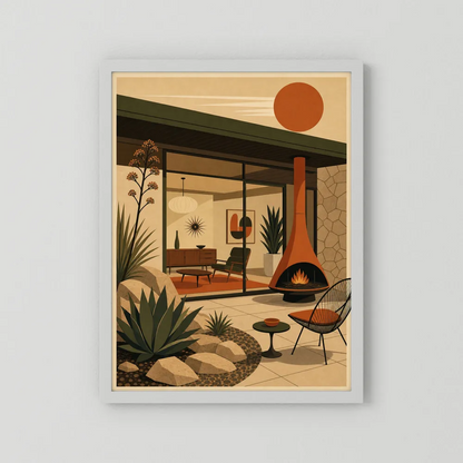 Mid-Century Modern Desert Oasis Art Print