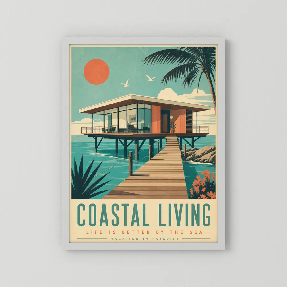 Coastal Living Mid-Century Beach House Art Print