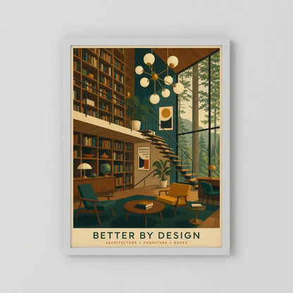Better By Design Mid-Century Modern Library Art Print