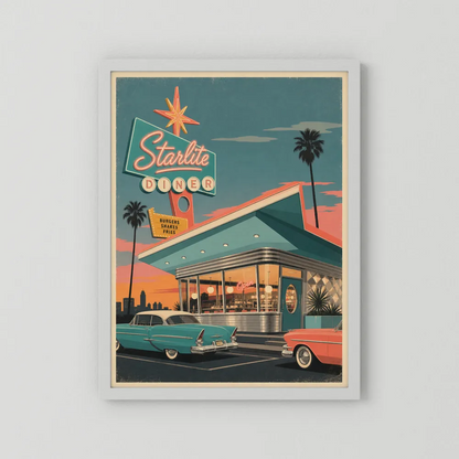 Starlite Diner Retro Americana Art Print