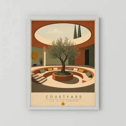 Courtyard Live In The Sunshine Olive Tree Art Print