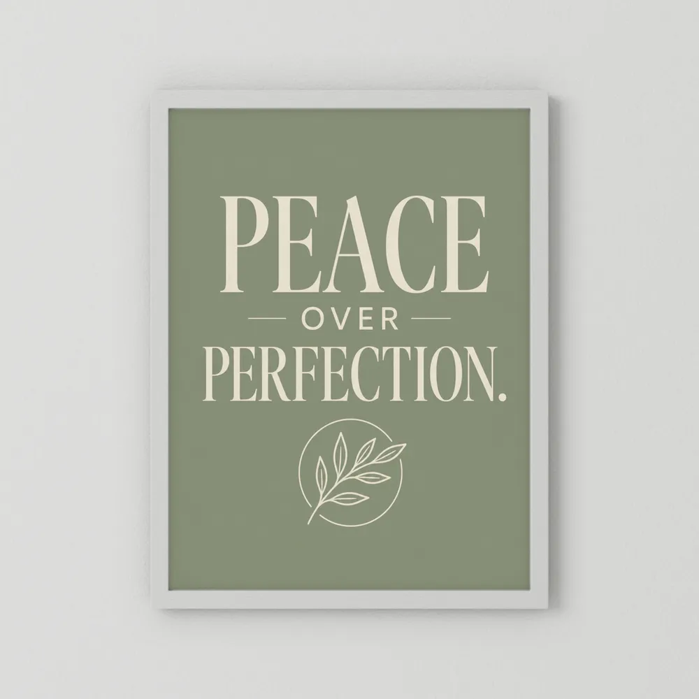 "Peace Over Perfection" Retro Botanical Art Print