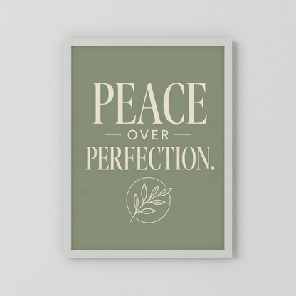 "Peace Over Perfection" Retro Botanical Art Print