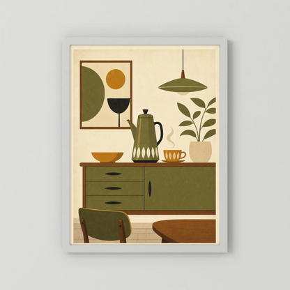Mid-Century Modern Coffee Nook Still Life Art Print