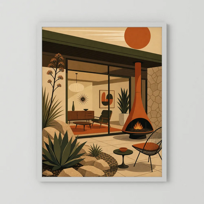 Mid-Century Modern Desert Oasis Art Print
