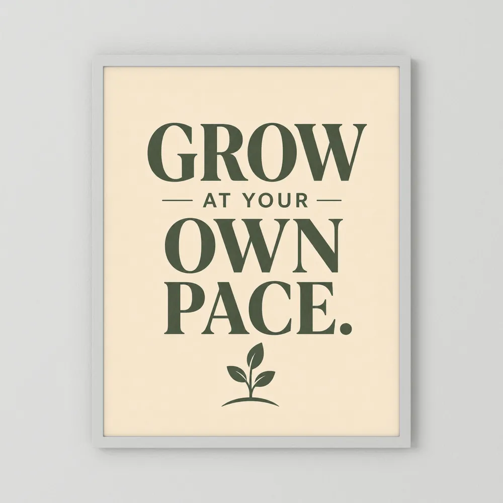 "Grow At Your Own Pace" Retro Quote Art Print