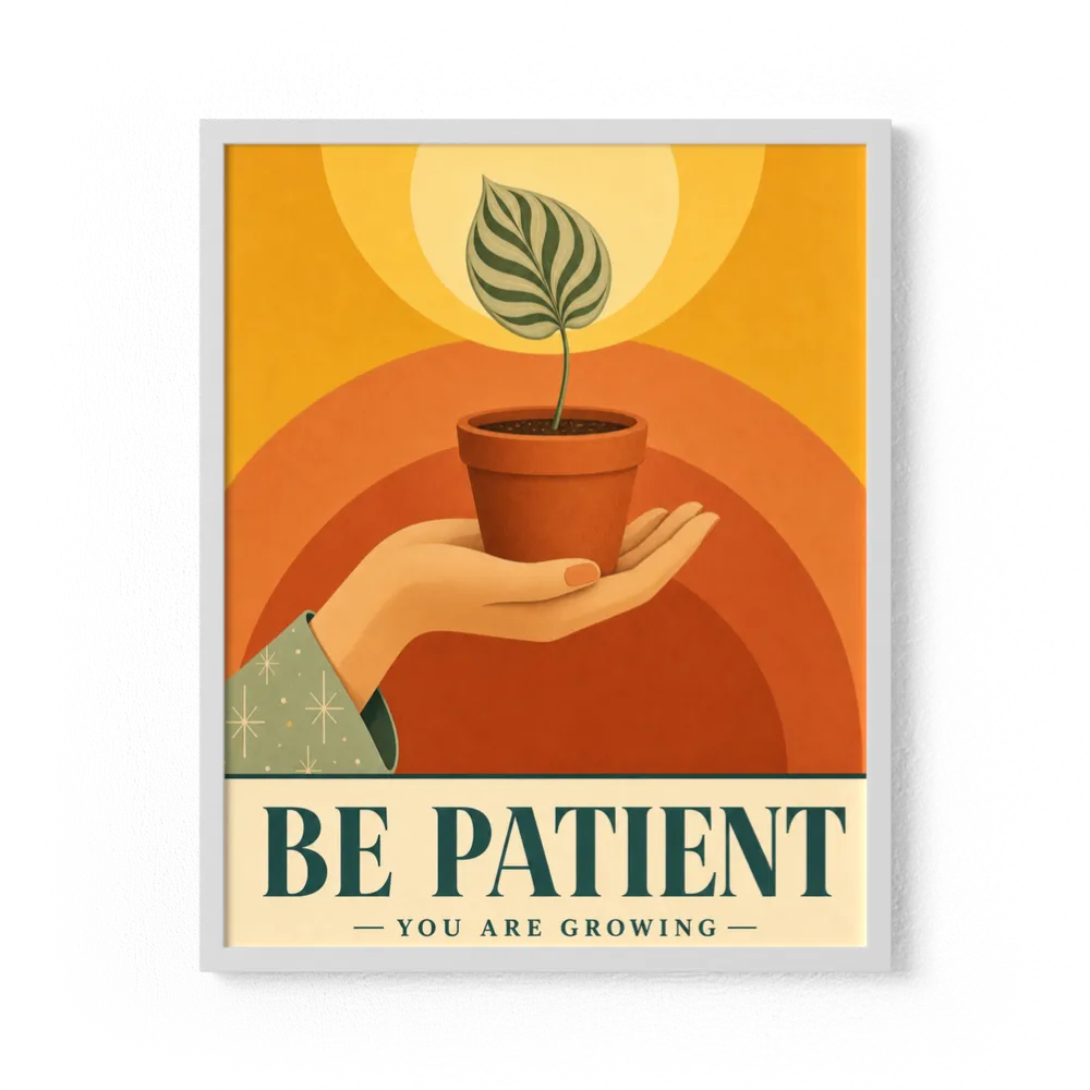 Be Patient – Retro Botanical Plant Art Print