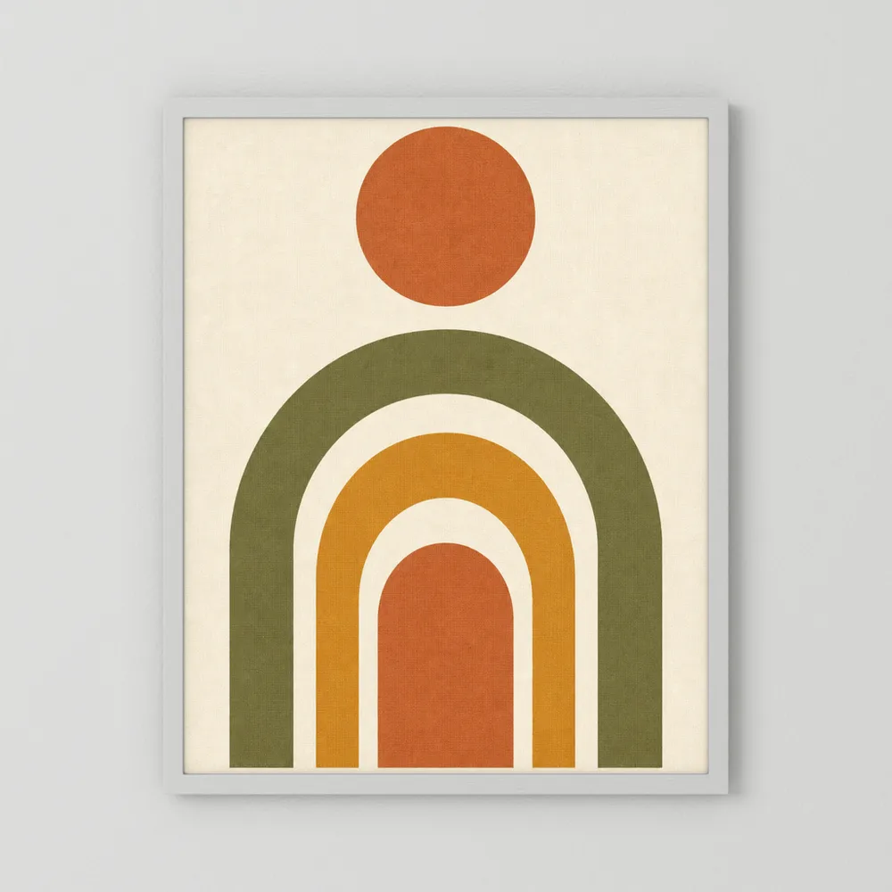 Terracotta Rainbow Sun Boho Minimalist Art Print