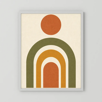 Terracotta Rainbow Sun Boho Minimalist Art Print