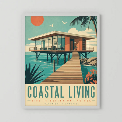 Coastal Living Mid-Century Beach House Art Print