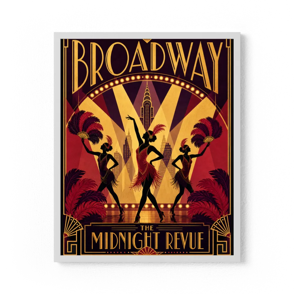 Broadway: The Midnight Revue – Vintage 1920s Art Deco Cabaret Poster Print