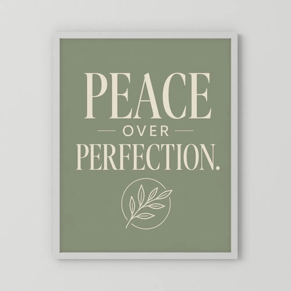 "Peace Over Perfection" Retro Botanical Art Print
