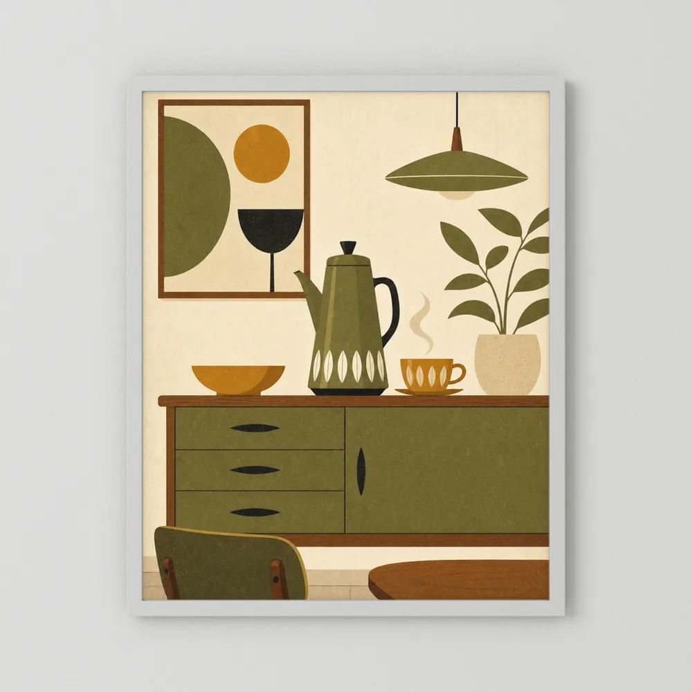 Mid-Century Modern Coffee Nook Still Life Art Print
