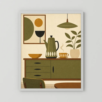 Mid-Century Modern Coffee Nook Still Life Art Print