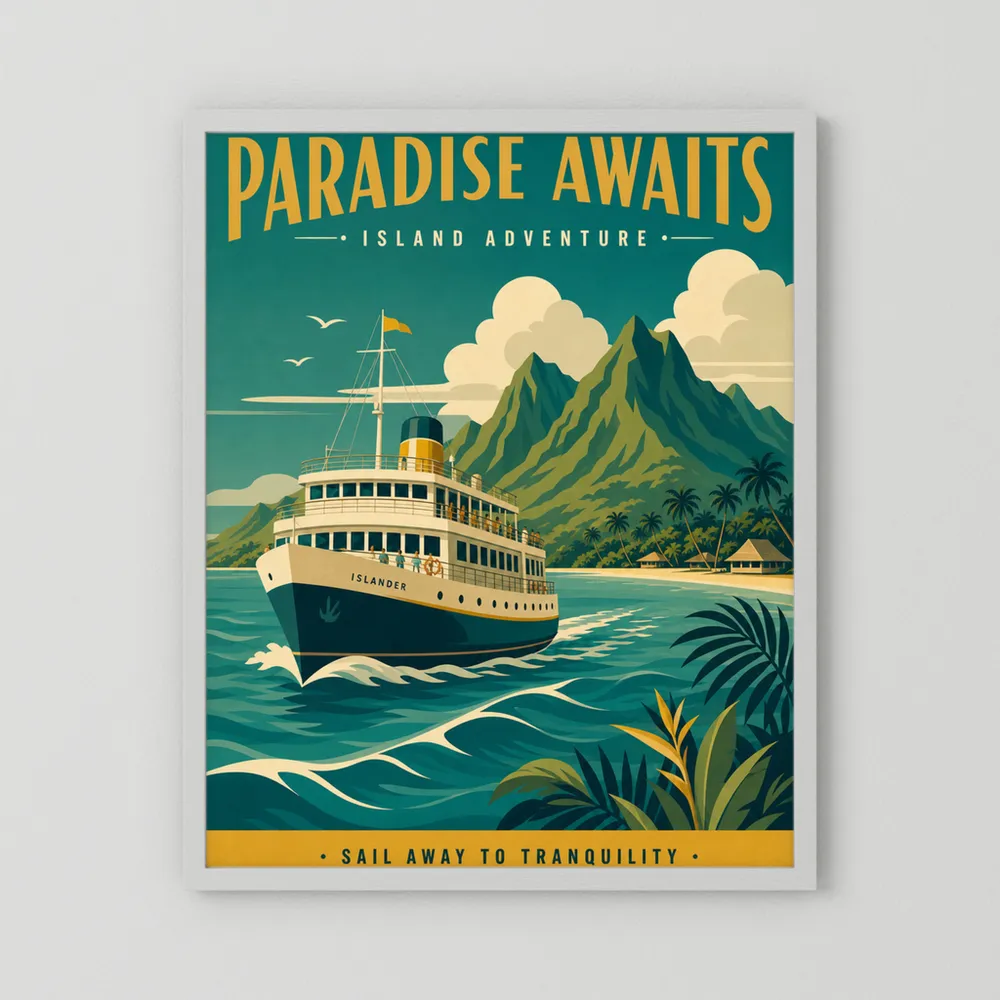 Paradise Awaits Vintage Island Travel Poster Art Print