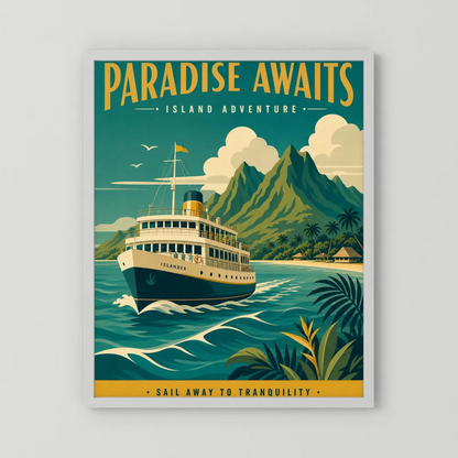 Paradise Awaits Vintage Island Travel Poster Art Print