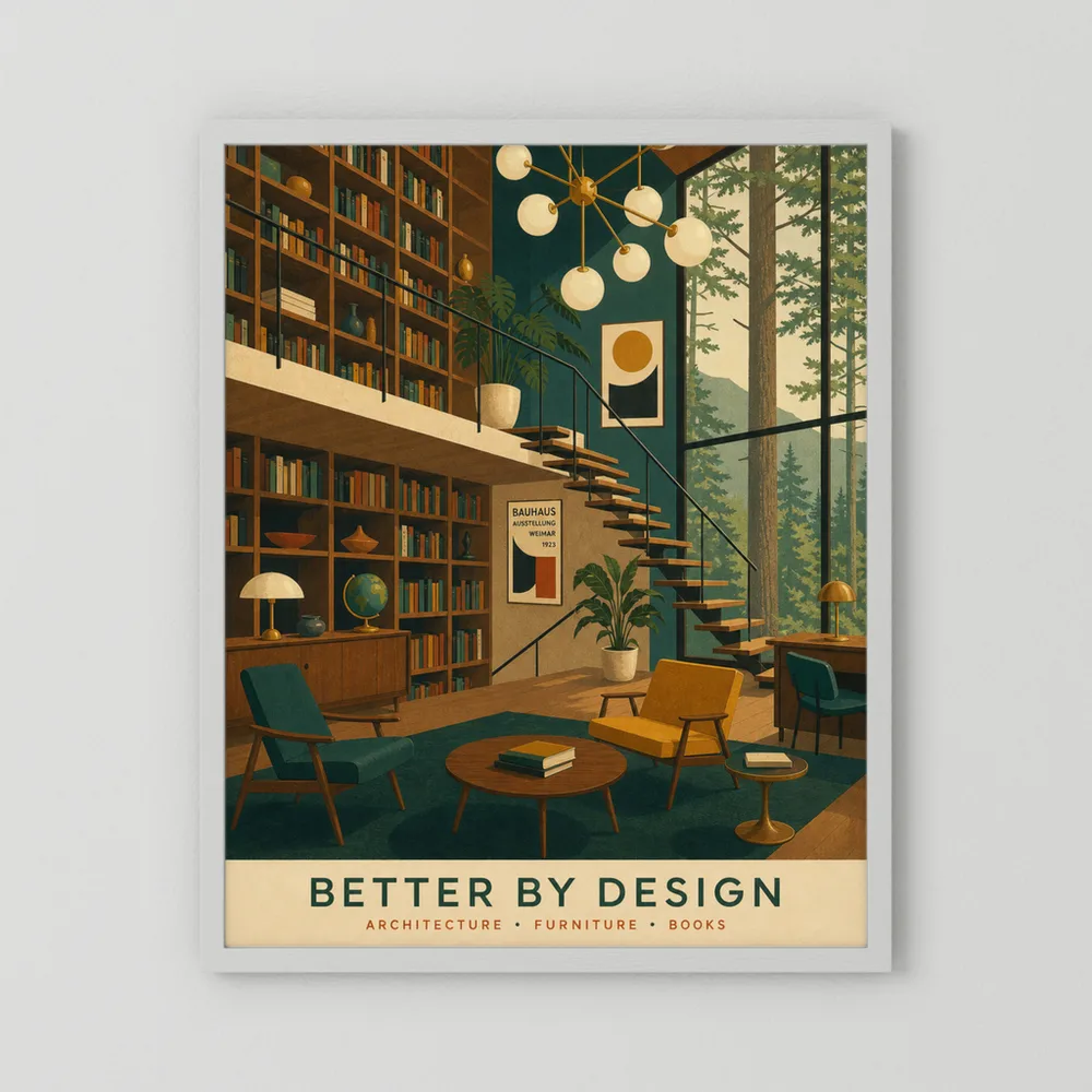 Better By Design Mid-Century Modern Library Art Print