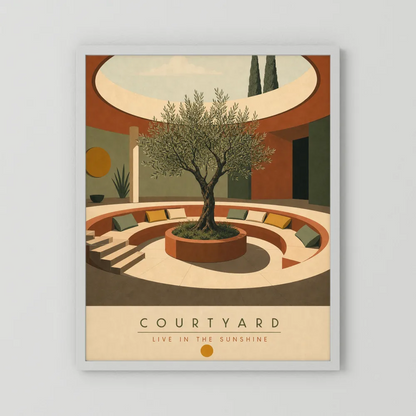 Courtyard Live In The Sunshine Olive Tree Art Print