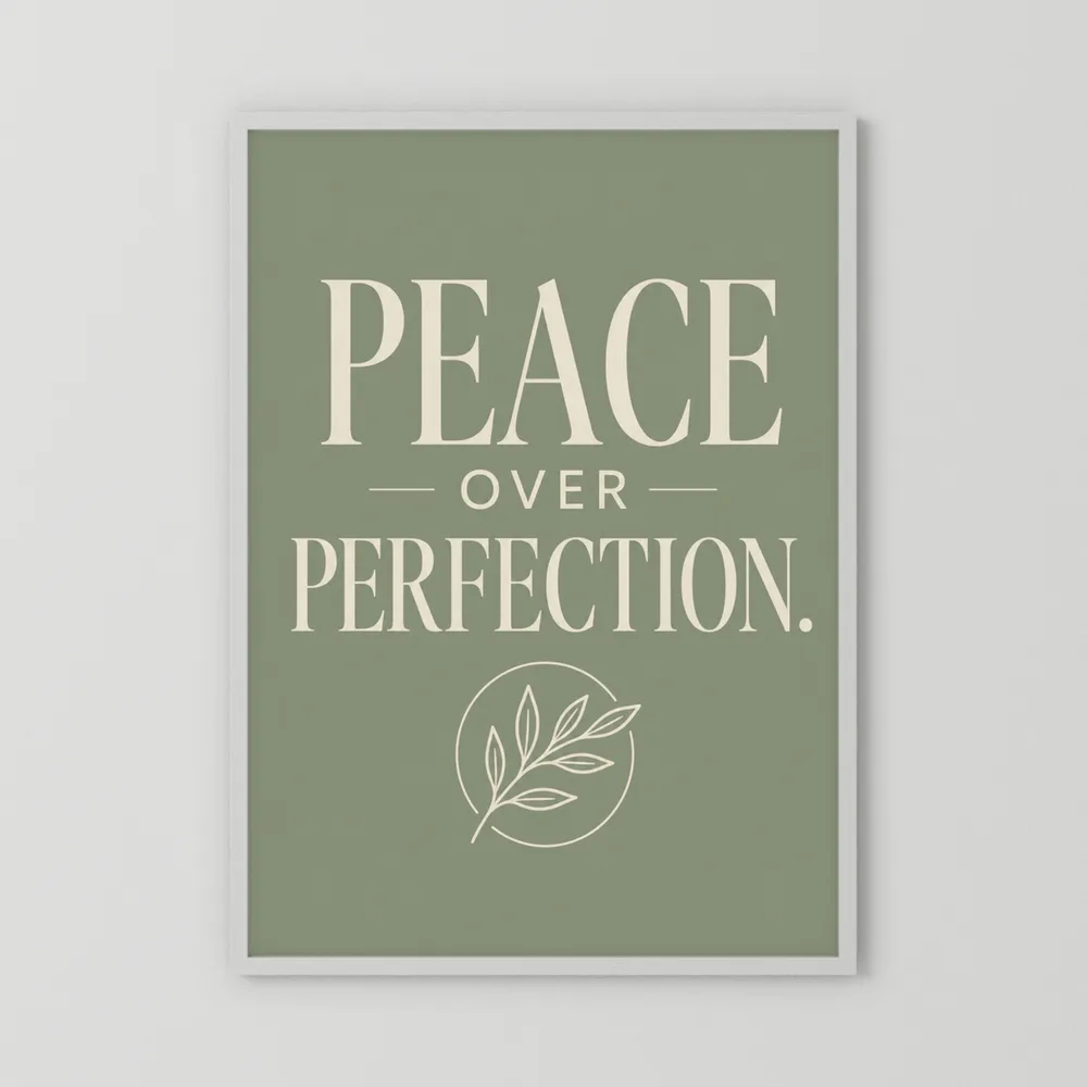 "Peace Over Perfection" Retro Botanical Art Print
