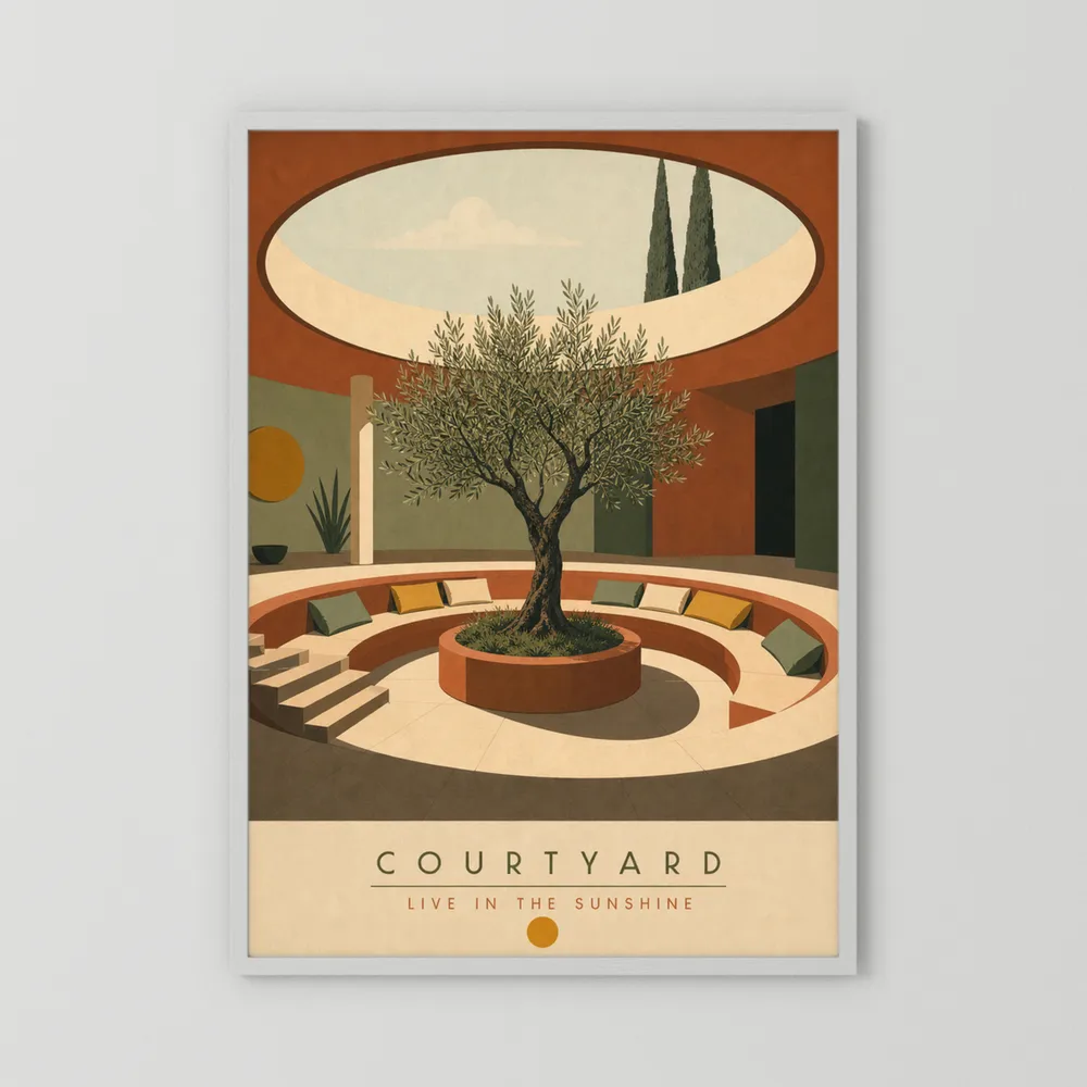 Courtyard Live In The Sunshine Olive Tree Art Print