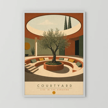 Courtyard Live In The Sunshine Olive Tree Art Print