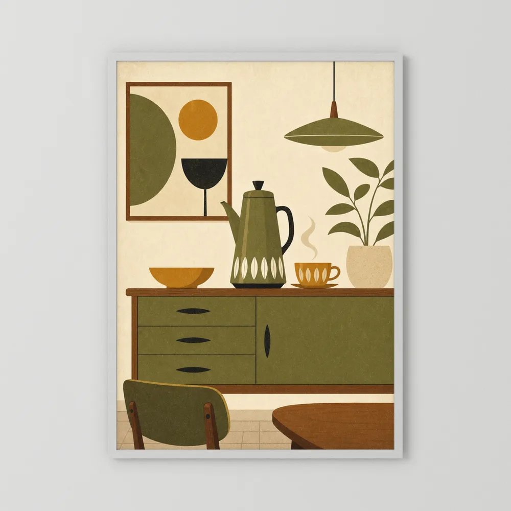 Mid-Century Modern Coffee Nook Still Life Art Print