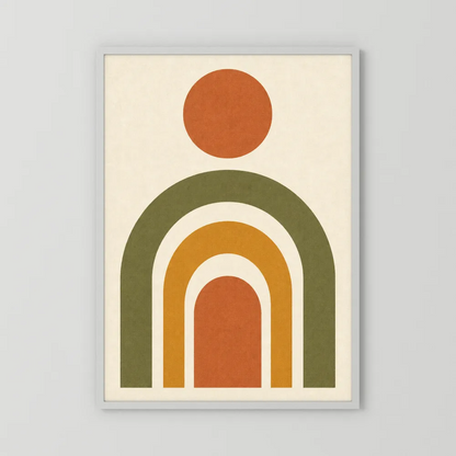 Terracotta Rainbow Sun Boho Minimalist Art Print