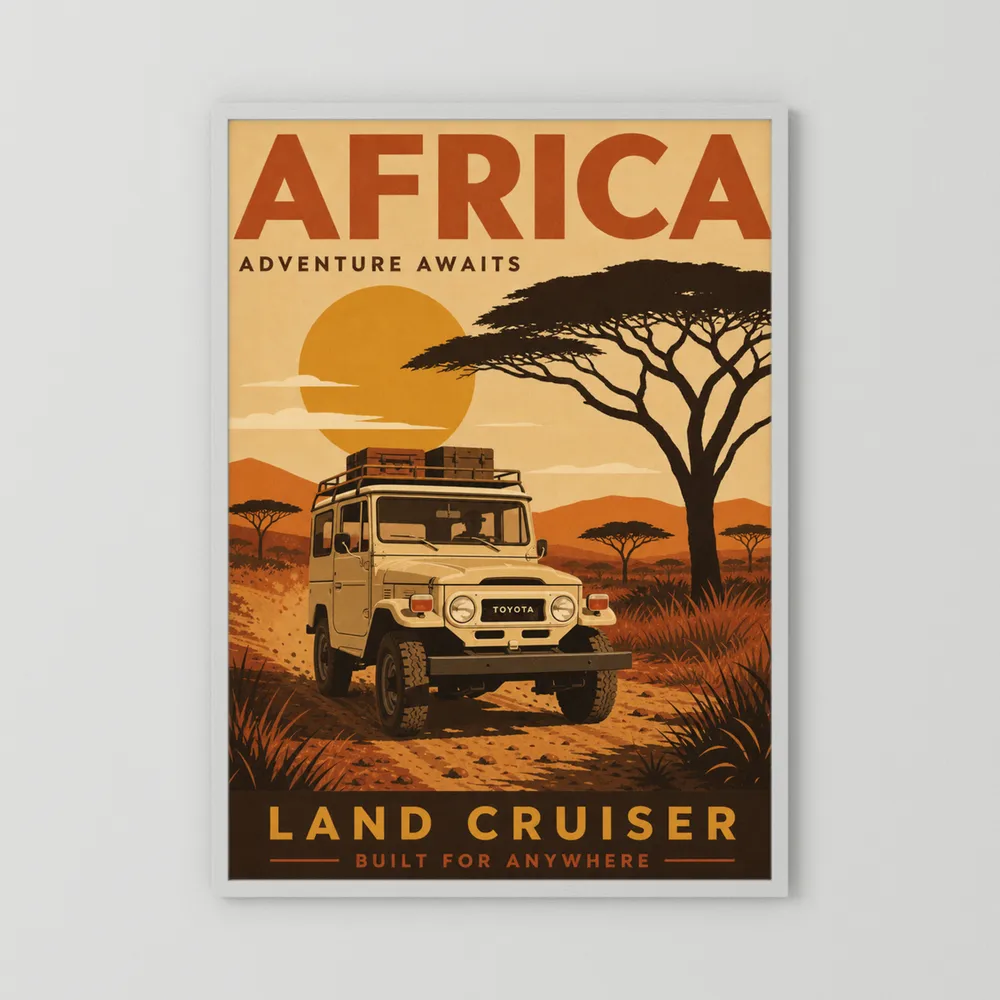 Africa Adventure Awaits Toyota Land Cruiser FJ40 Vintage Travel Poster Art Print