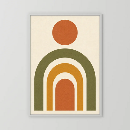 Terracotta Rainbow Sun Boho Minimalist Art Print