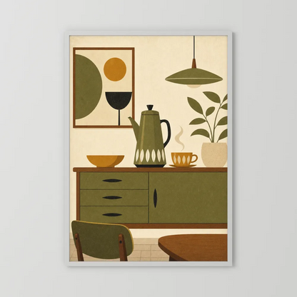 Mid-Century Modern Coffee Nook Still Life Art Print