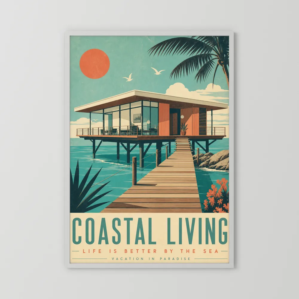Coastal Living Mid-Century Beach House Art Print