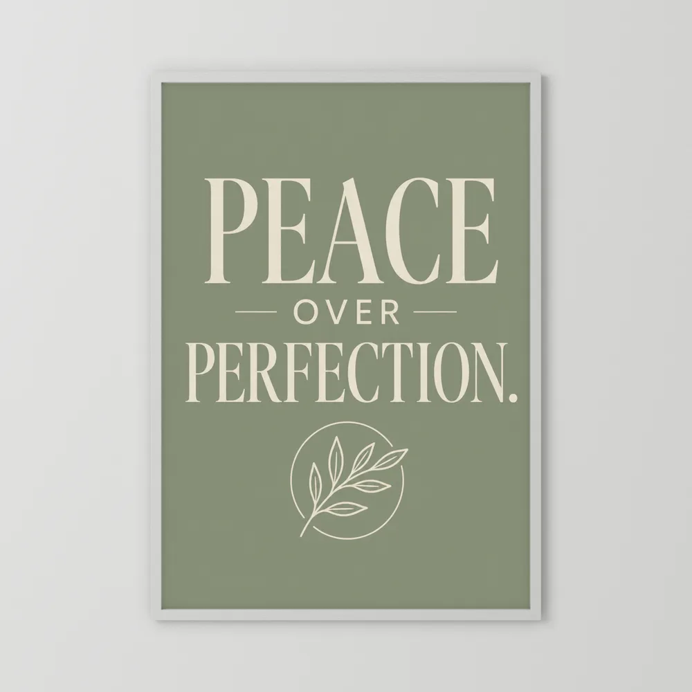 "Peace Over Perfection" Retro Botanical Art Print