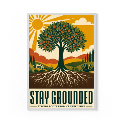 Stay Grounded – Retro Tree & Deep Roots Art Print