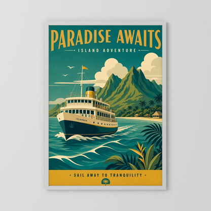 Paradise Awaits Vintage Island Travel Poster Art Print