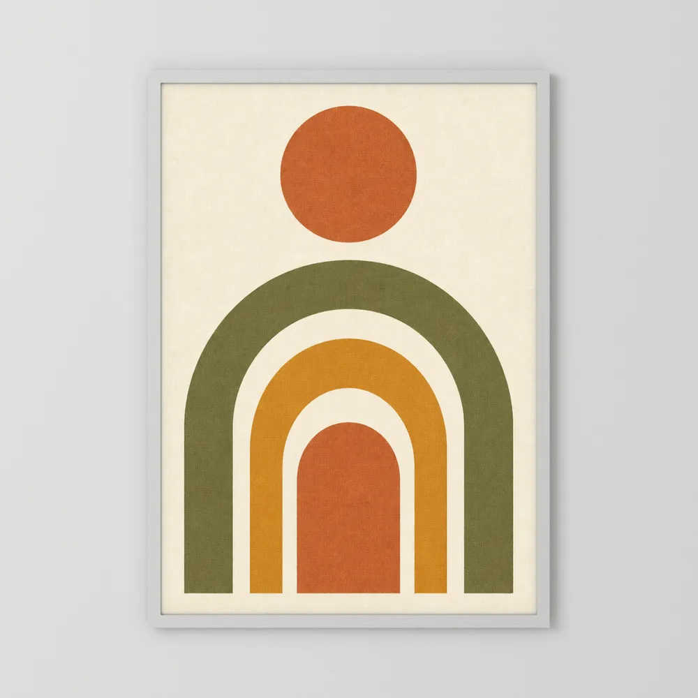Terracotta Rainbow Sun Boho Minimalist Art Print