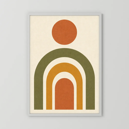 Terracotta Rainbow Sun Boho Minimalist Art Print