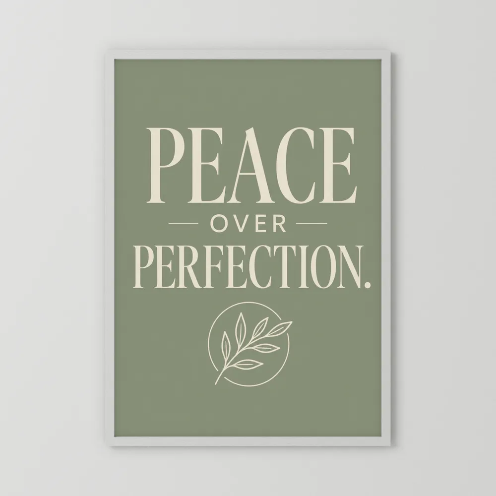"Peace Over Perfection" Retro Botanical Art Print