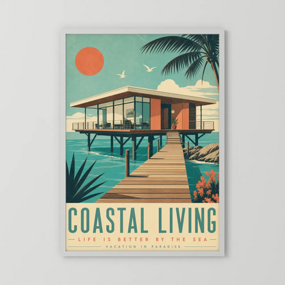 Coastal Living Mid-Century Beach House Art Print