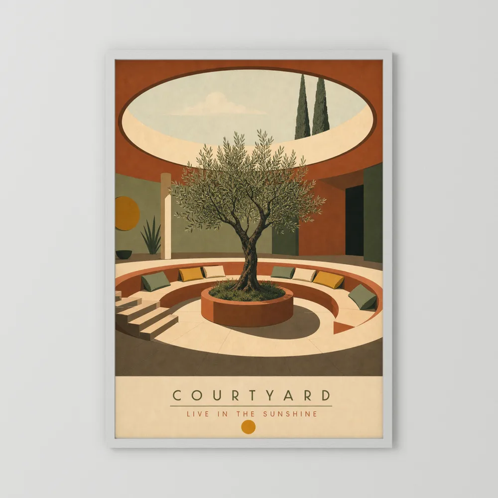 Courtyard Live In The Sunshine Olive Tree Art Print