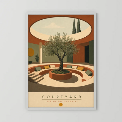 Courtyard Live In The Sunshine Olive Tree Art Print