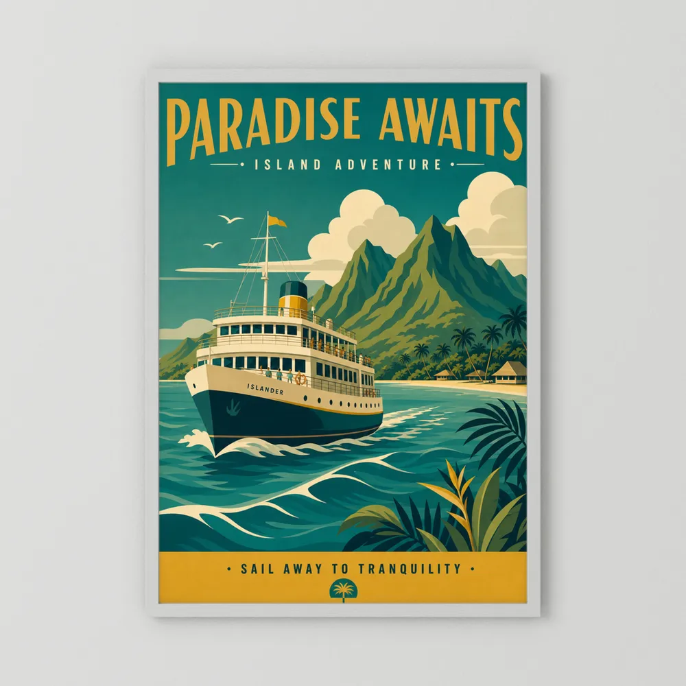 Paradise Awaits Vintage Island Travel Poster Art Print