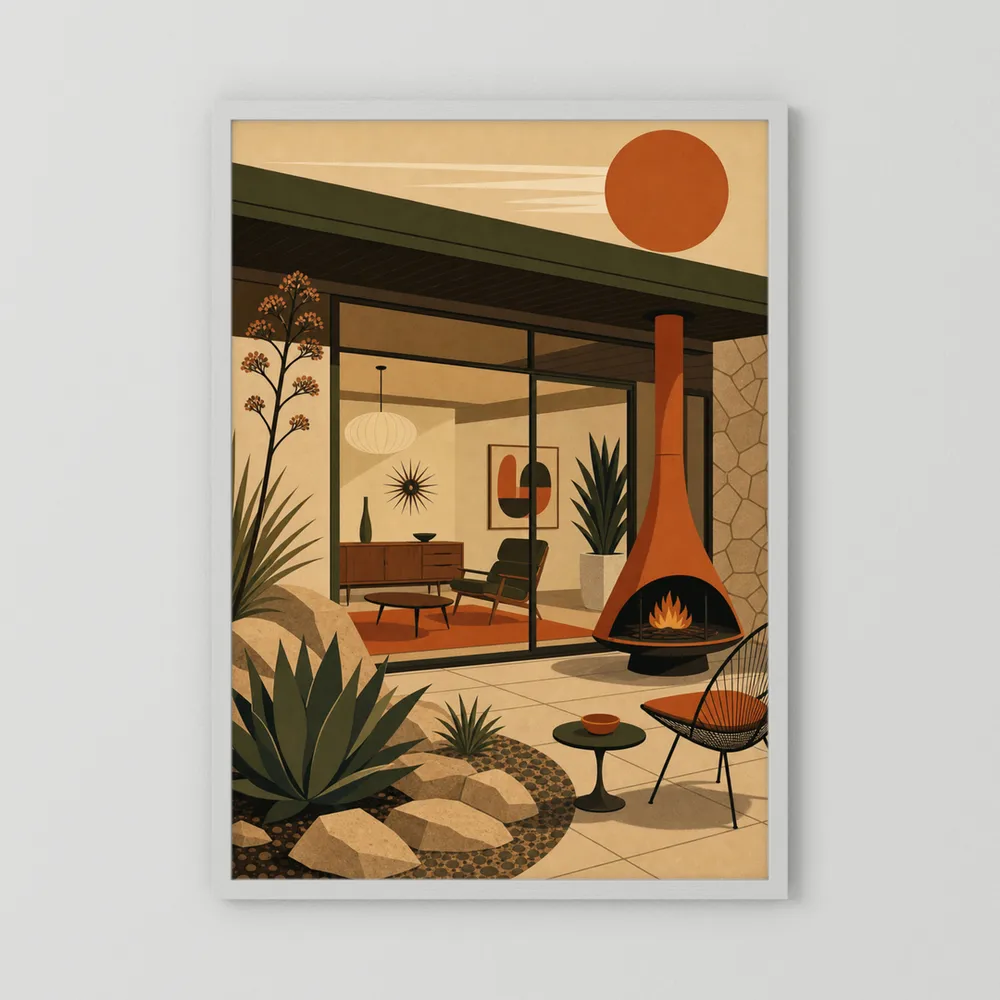Mid-Century Modern Desert Oasis Art Print