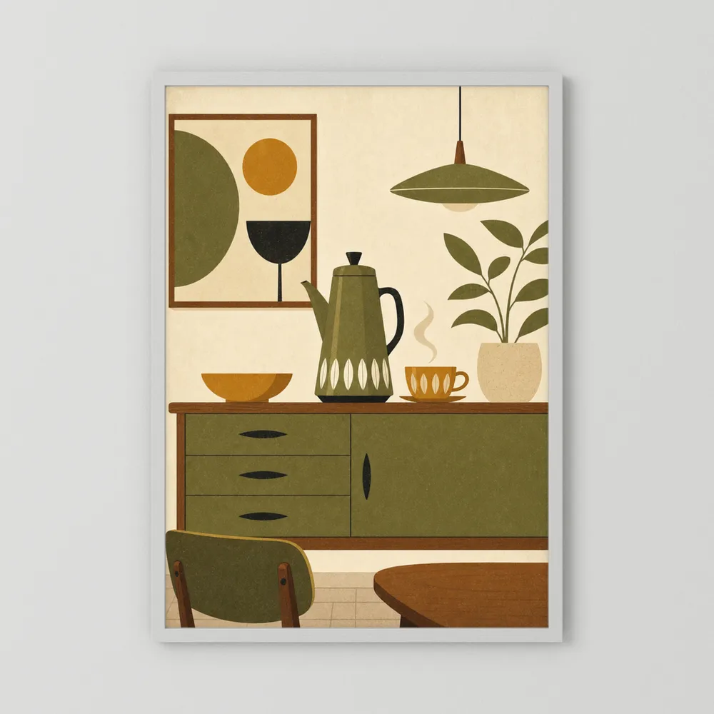 Mid-Century Modern Coffee Nook Still Life Art Print