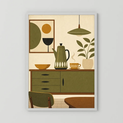 Mid-Century Modern Coffee Nook Still Life Art Print