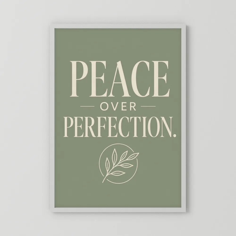 "Peace Over Perfection" Retro Botanical Art Print
