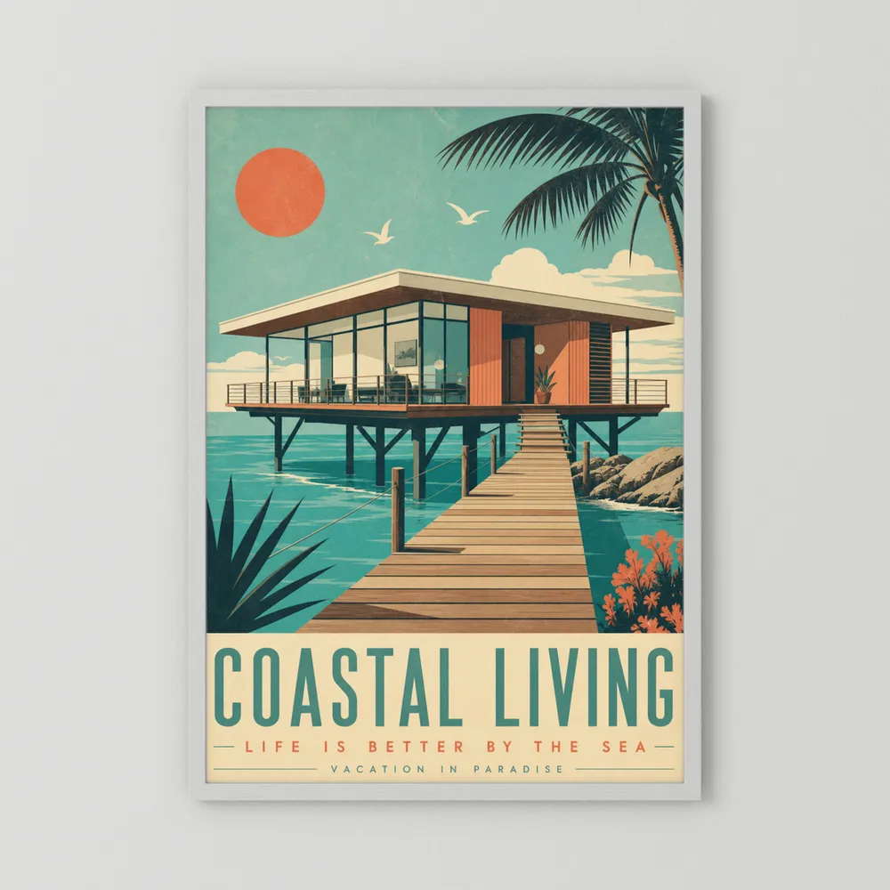 Coastal Living Mid-Century Beach House Art Print