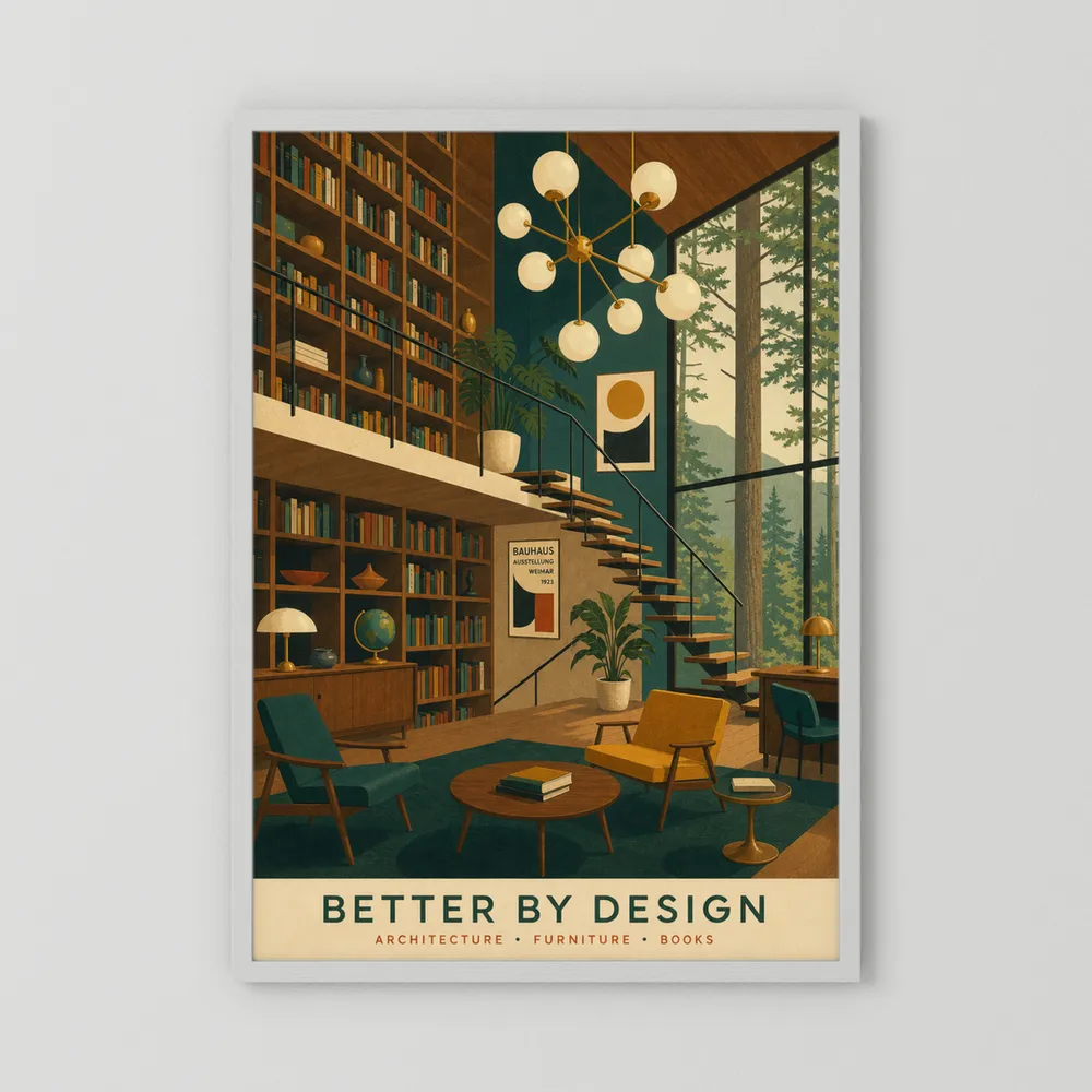 Better By Design Mid-Century Modern Library Art Print